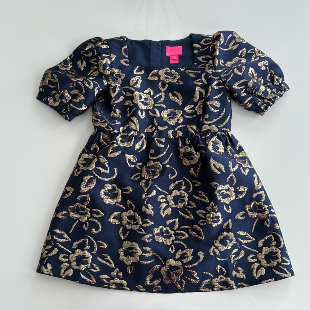 Lilly Pulitzer Navy & Gold Girls dress size 5 worn once for an hour